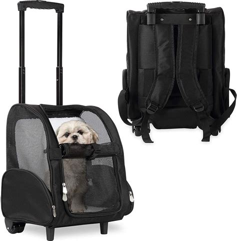 Deluxe Backpack Pet Travel Carrier with Wheels - Approved by Most Airl ...