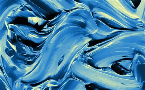 Download wallpapers blue oil paint, 3D wave backgrounds, oil paint ...