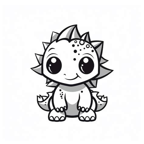 Premium AI Image | Cartoon drawing of a small dragon sitting on the ...