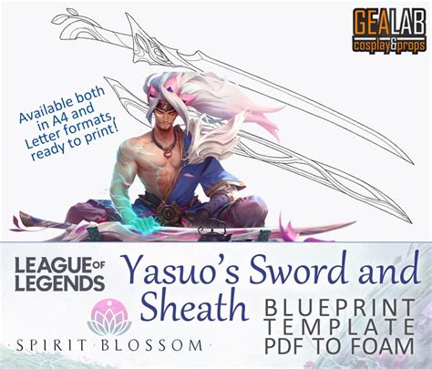 Spirit Blossom Yasuo Sword & Sheath Blueprint for Cosplay - Etsy