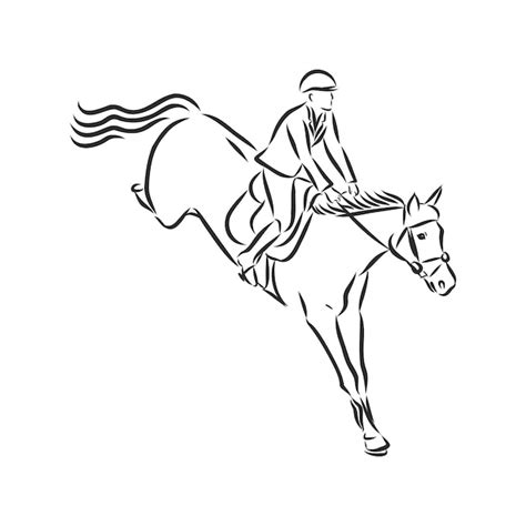 Premium Vector | Jumping horse,black white picture isolated on white background,vector illustration