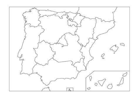 Mapa Fisico España Mudo Blanco