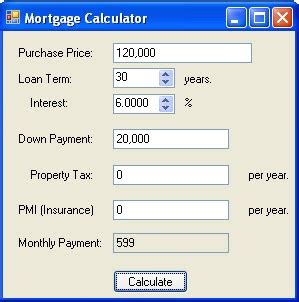 Mortgage Calculator in C# and .NET ~ .Net programming