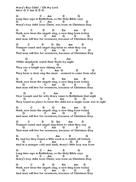 Chords - Mary's Boy Child | PDF | Christmas | Jesus