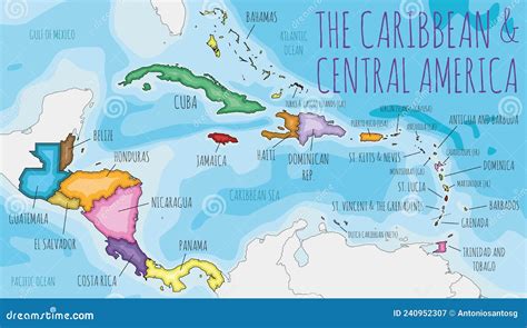 Political Map Of Central American And Caribbean Vector Illustration ...