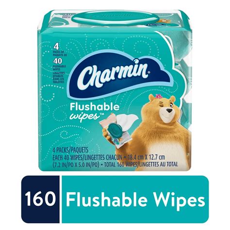 Charmin Flushable Wipes, 4 packs, 40 Wipes Per Pack, 160 Total Wipes - Walmart.com - Walmart.com