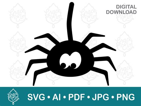 Spider SVG Cute Spider Cut File Halloween Spider Download Laser Cut File Silhouette Cricut Svg ...