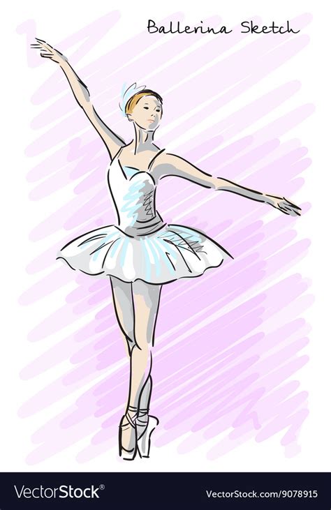 Cute Ballet dancer girl sketch style Old hand Vector Image