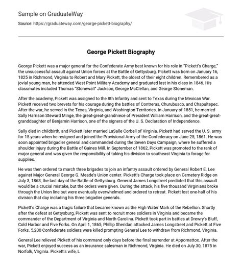 ⇉George Pickett Biography Essay Example | GraduateWay