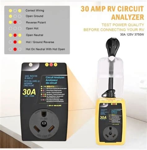 RV SURGE PROTECTOR 30 Amp Circuit Analyzer with LED Indicator Light RV ...