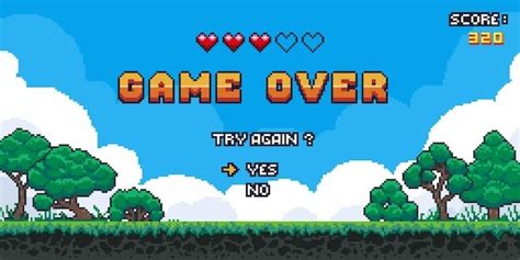 Premium Vector | Game over background retro pixel 8 bit video game screen with score information ...