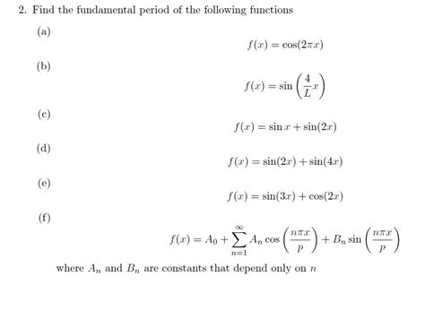 Solved Find the fundamental period of the following | Chegg.com