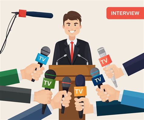 Public speaker and hands of reporters with tv microphones. Breaking ...