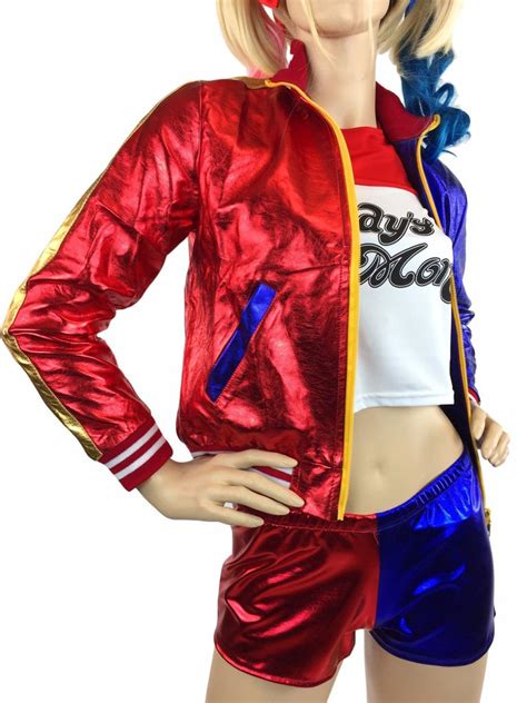 Harley Quinn Metallic Leather Bomber Jacket – Costume Rebel