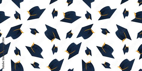 Graduation cap on white background. Seamless pattern. Stock Vector | Adobe Stock