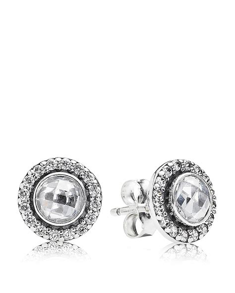 PANDORA Stud Earrings - Sterling Silver & Cubic Zirconia Brilliant ...