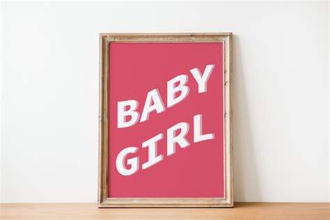 BABY GIRL Text Illustration Print / Poster Wall Print | Etsy