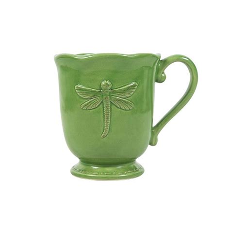 French Country Dragonfly Green Coffee Mugs - Set of 4 - Malmaison