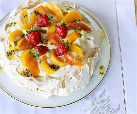 Classic pavlova with spiced peaches and preserved passionfruit recipe | Food To Love