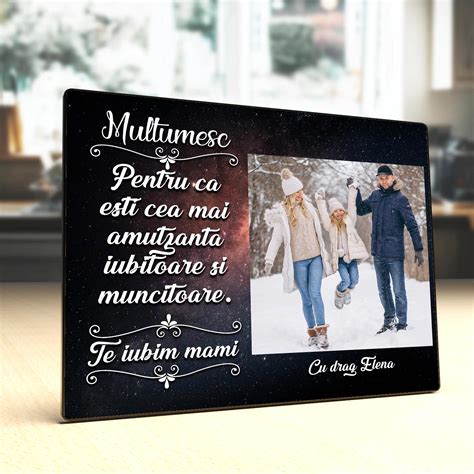 Placheta Personalizata lemn Multumesc pentru tot mama O poza si text