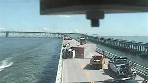 Tractor-trailer crashes, overturns on Chesapeake Bay Bridge | WBFF