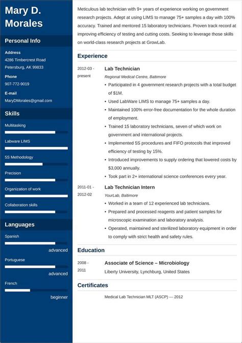 Lab Tech Resume—Sample & Tips for Laboratory Technicians