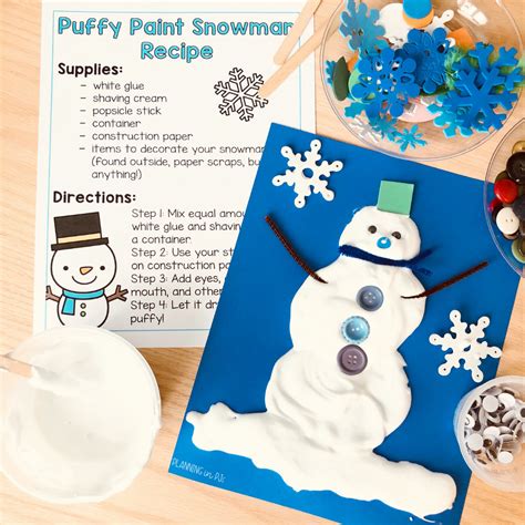 Puffy Paint Snowman Using Only 2 Ingredients! : Planning in PJs