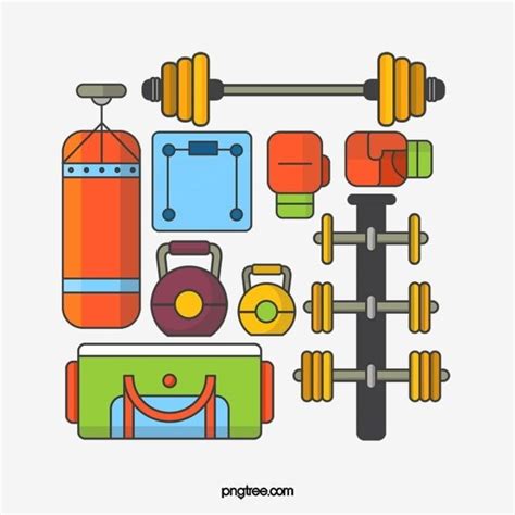Hand Drawn Gym Equipment Element Illustration, Fitness Equipment, Dumbbell, Weighing Scale PNG ...