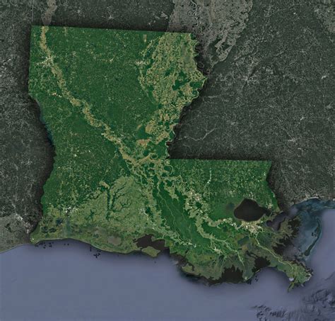 Satellite Map of Louisiana - WhiteClouds