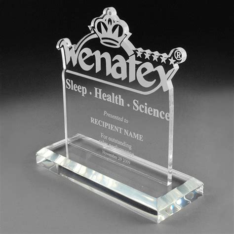 Wenetex Award as Laser Cut Clear Acrylic on Base | Master Engraving