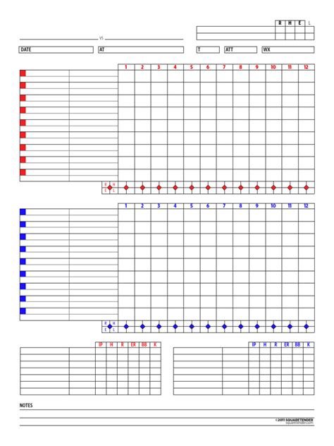 Baseball Scoresheet Template 22 | PDF