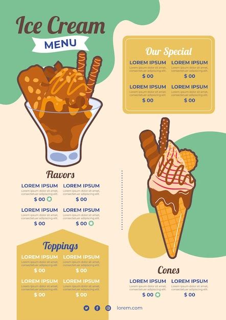 Premium Vector | Ice cream restaurant menu template