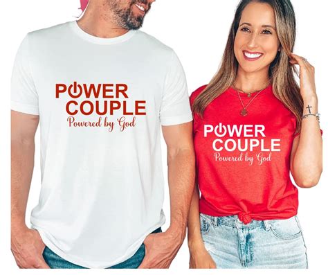 Amazon.com: Power Couple: Powered By God Christian Couples Matching T ...