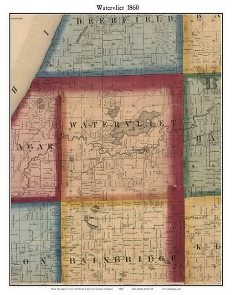 Watervliet, Michigan 1860 Old Town Map Custom Print - Berrien Co. - OLD MAPS