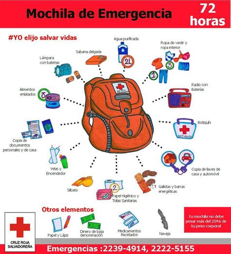 Esto debe contener la Mochila de las 72 horas para atender cualquier emergencia que recomienda ...