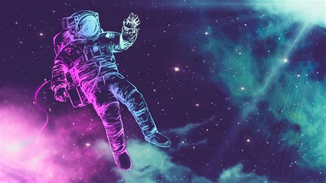 Astronaut Space Neon Stars 4K #4350f Wallpaper PC Desktop