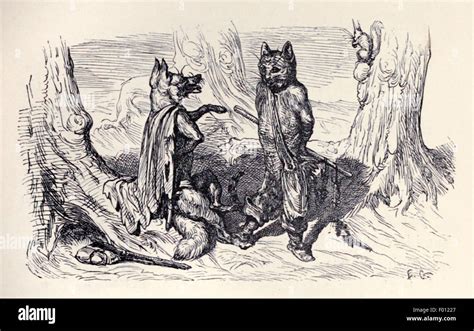 'The Cat and the Fox' fable by Aesop (circa 600BC).The cat and fox discuss their wily ways, the ...