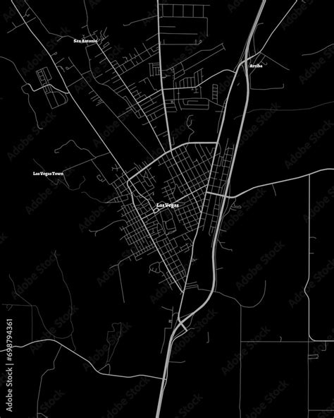 Las Vegas New Mexico Map, Detailed Dark Map of Las Vegas New Mexico ...