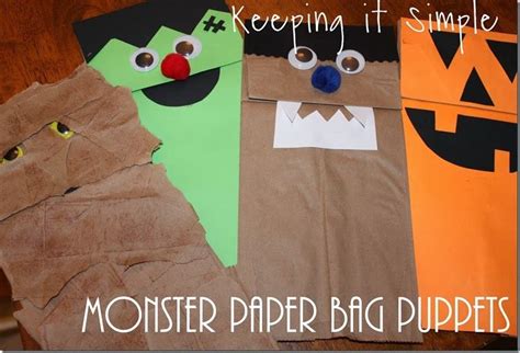 Monster Paper Bag Puppets • Keeping it Simple | Paper bag puppets, Halloween crafts for kids ...