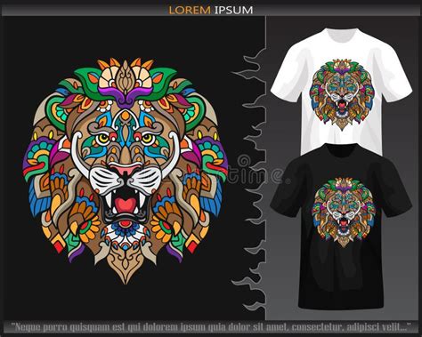 Lion Head Mandala Arts Isolated on Black and White T Shirt Stock ...