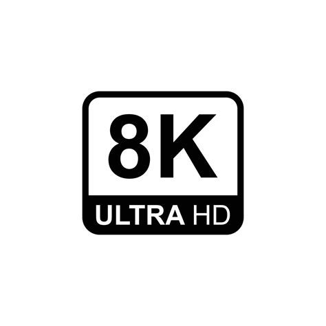 eps10 black vector 8K Ultra or UHD 2160p icon isolated on white ...