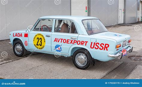 VAZ 2101 Replica Of Tour D` Europe 1971 Rally Car. Service Center Workshop Of LADA-Sport ...