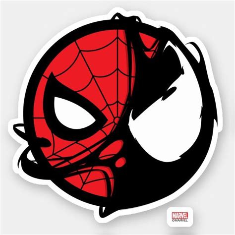 a spider - man sticker is shown in red and black