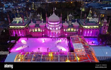 Aerial view Royal Pavillion ice skating rink, Brighton 2021 Stock Photo ...