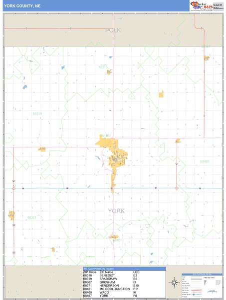 York County, Nebraska Zip Code Wall Map | Maps.com.com