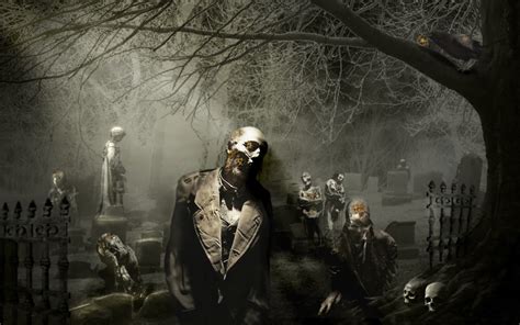 Download Graveyard Dark Zombie Wallpaper