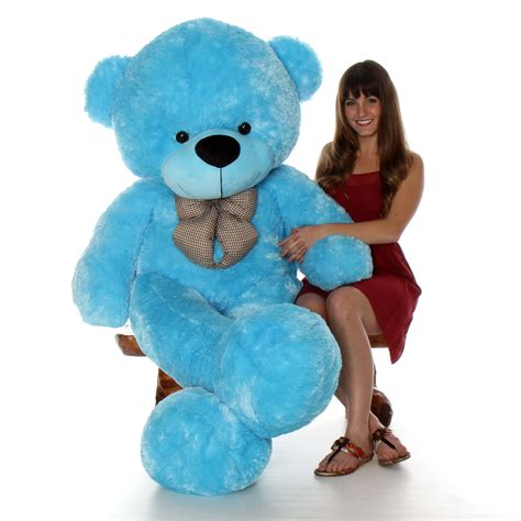 Happy Cuddles 72" Life Size Blue Plush Huge Teddy Bear - Giant Teddy Bear