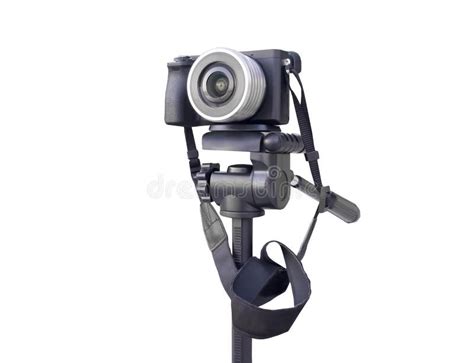 Camera on the Tripod Isolated Over White Stock Photo - Image of camera ...