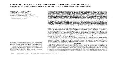 Idiopathic hypertrophic subaortic stenosis: Evaluation of anginal ...