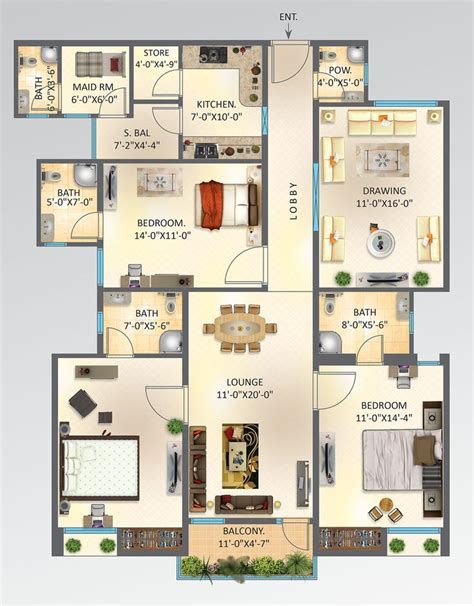 3d Floor Plans | Ev planları, Evler, Dekorasyon